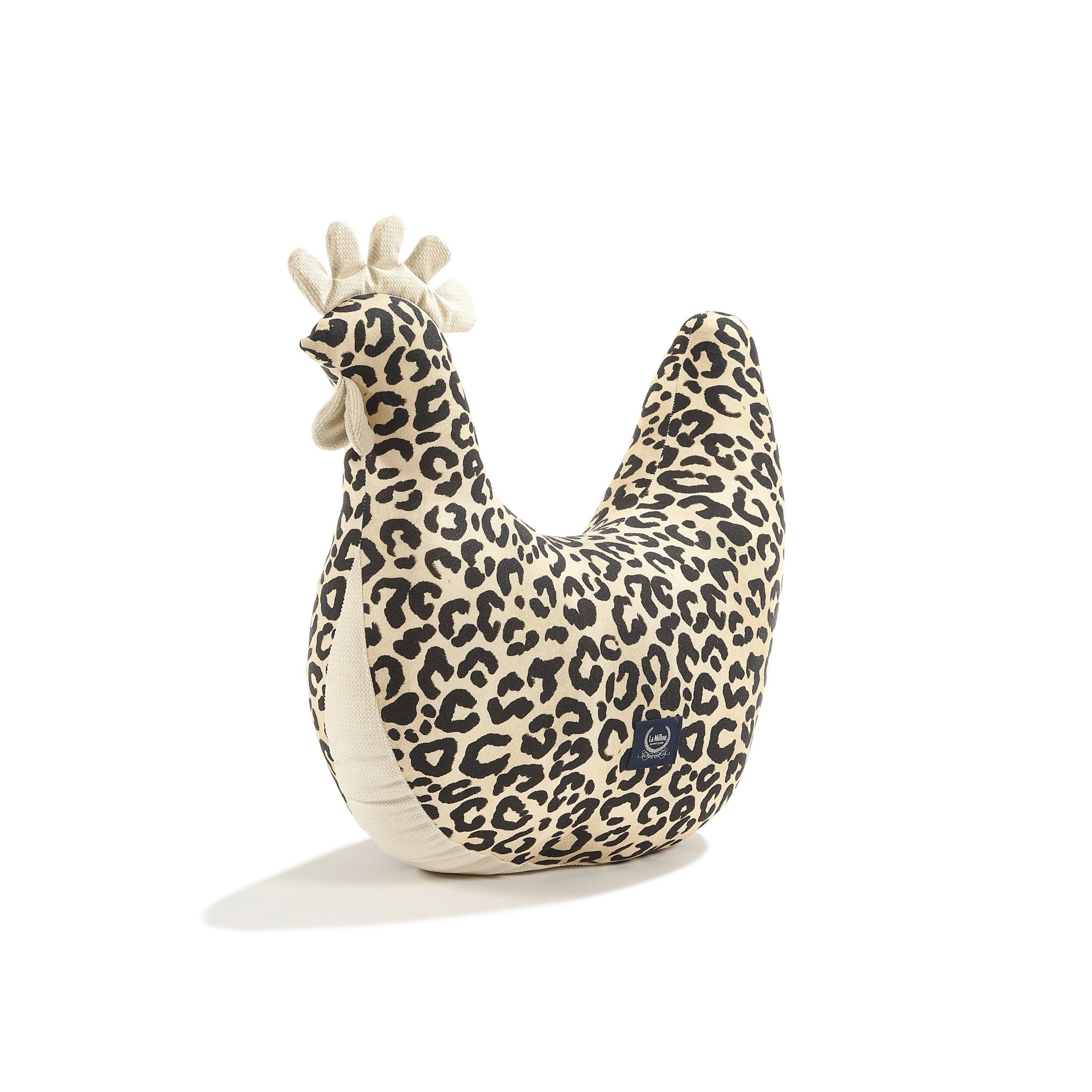 Coussin Poule de Grand-mère Dany Bamboo - Léopard Crème par Magdalena Lamparska