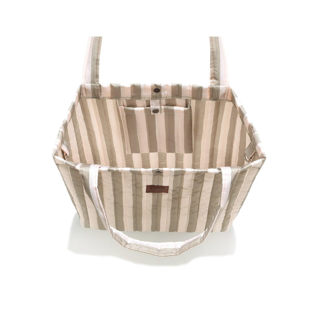 Sac Shopper en Nylon - Rayures Beige