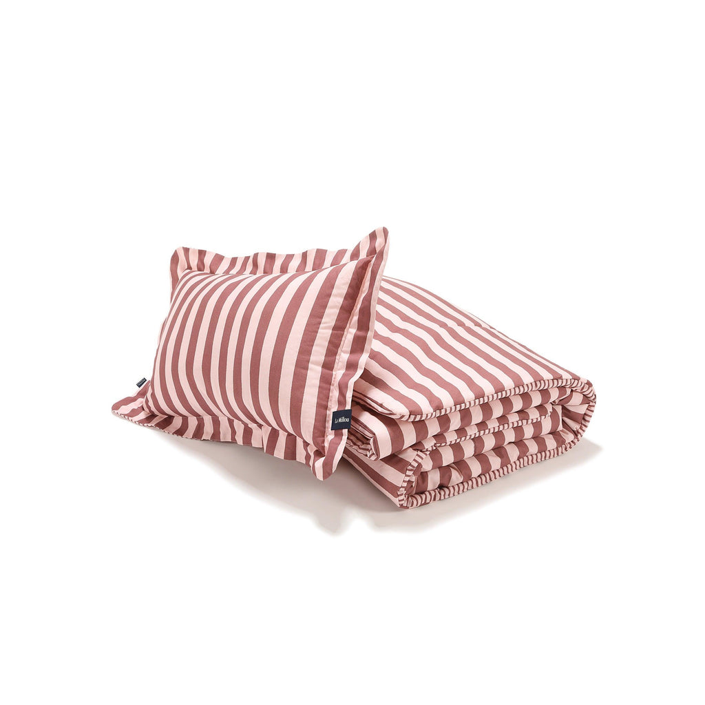 Ensemble de Literie en Coton - Rayures Rose
