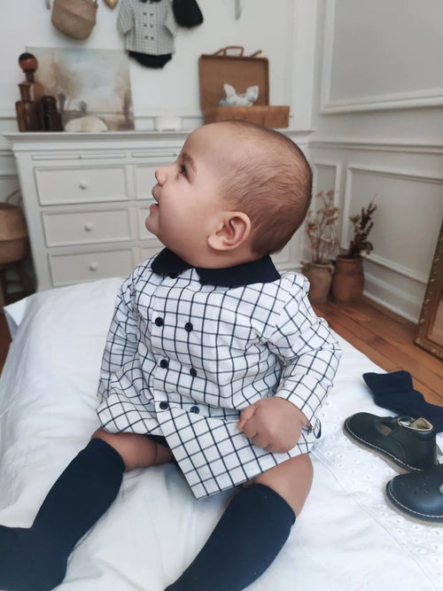 Blouse Convention - Carreaux Bleu