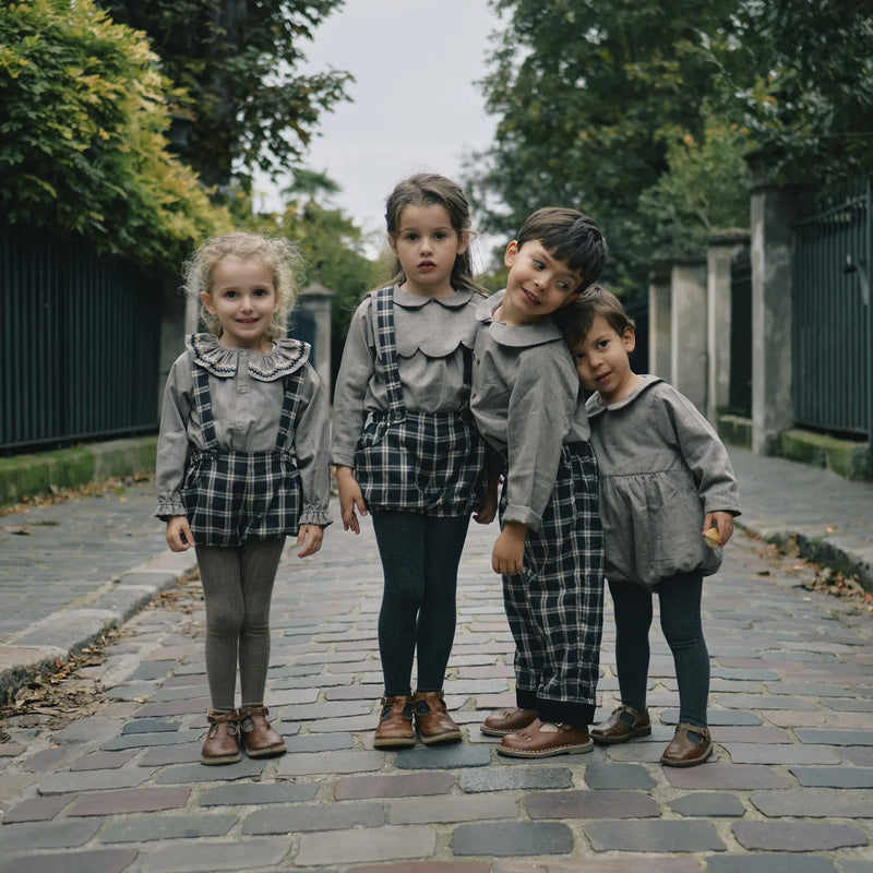 Bloomers With Dull Straps - Gray Tartan