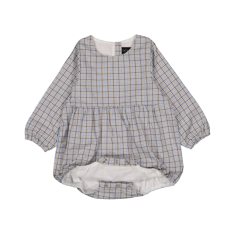 Barboteuse Bourse - Carreaux Bleu Camel - Multicolore