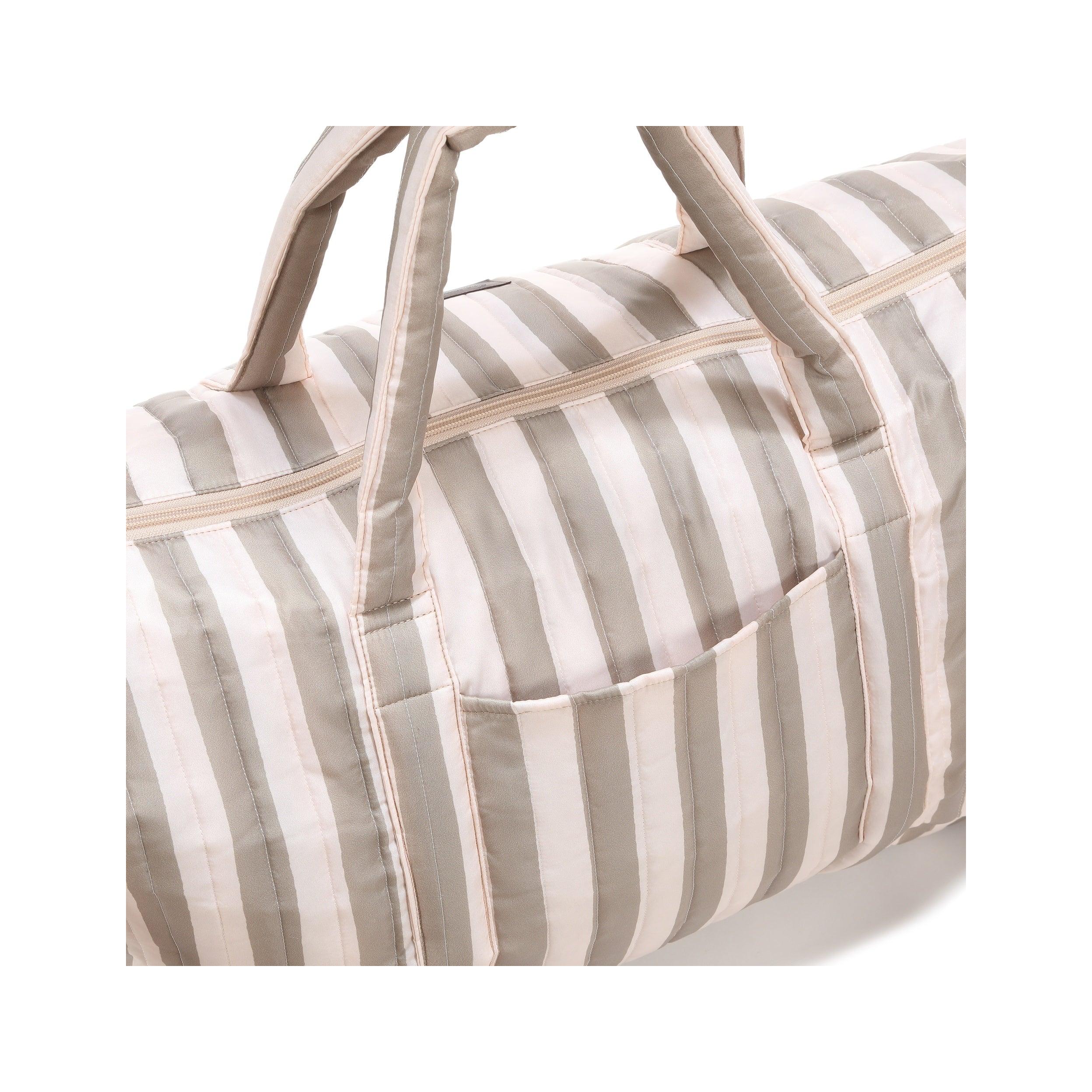 Sac Weekend Nylon - Rayures Beige