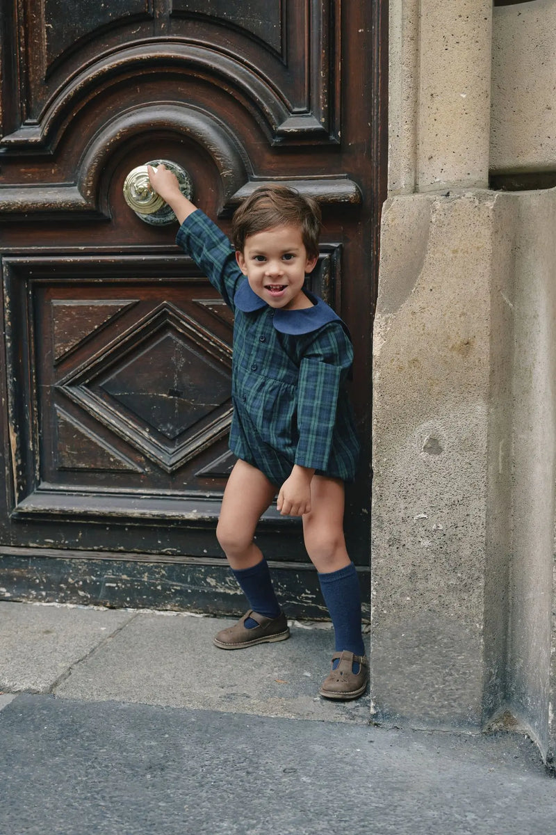 Barboteuse Bac - Tartan Bleu