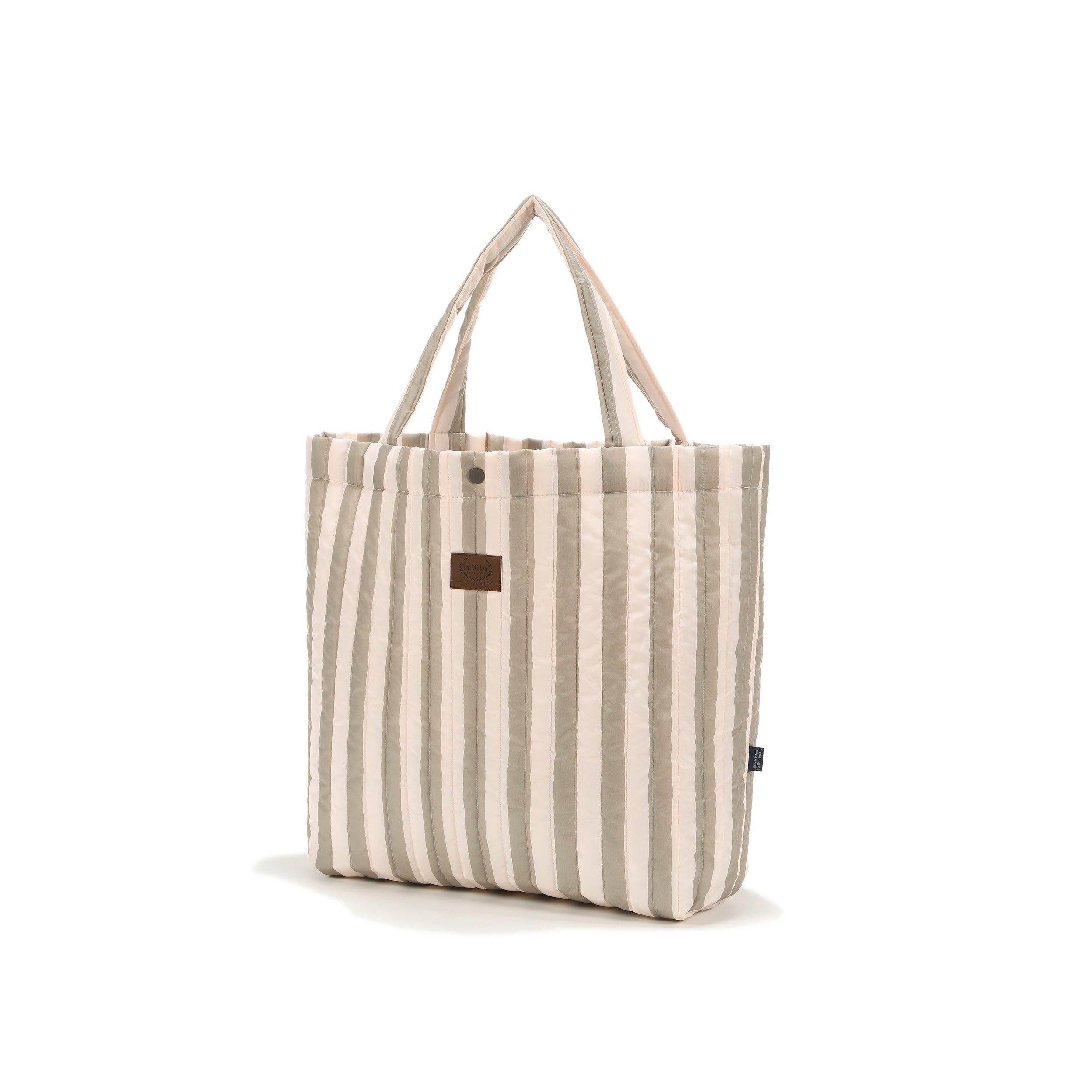 Sac Shopper en Nylon - Rayures Beige