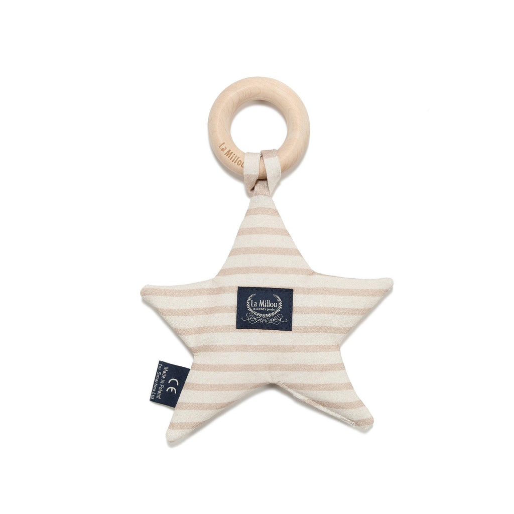 Anneau de Dentition Star Coton - Rayures Beige