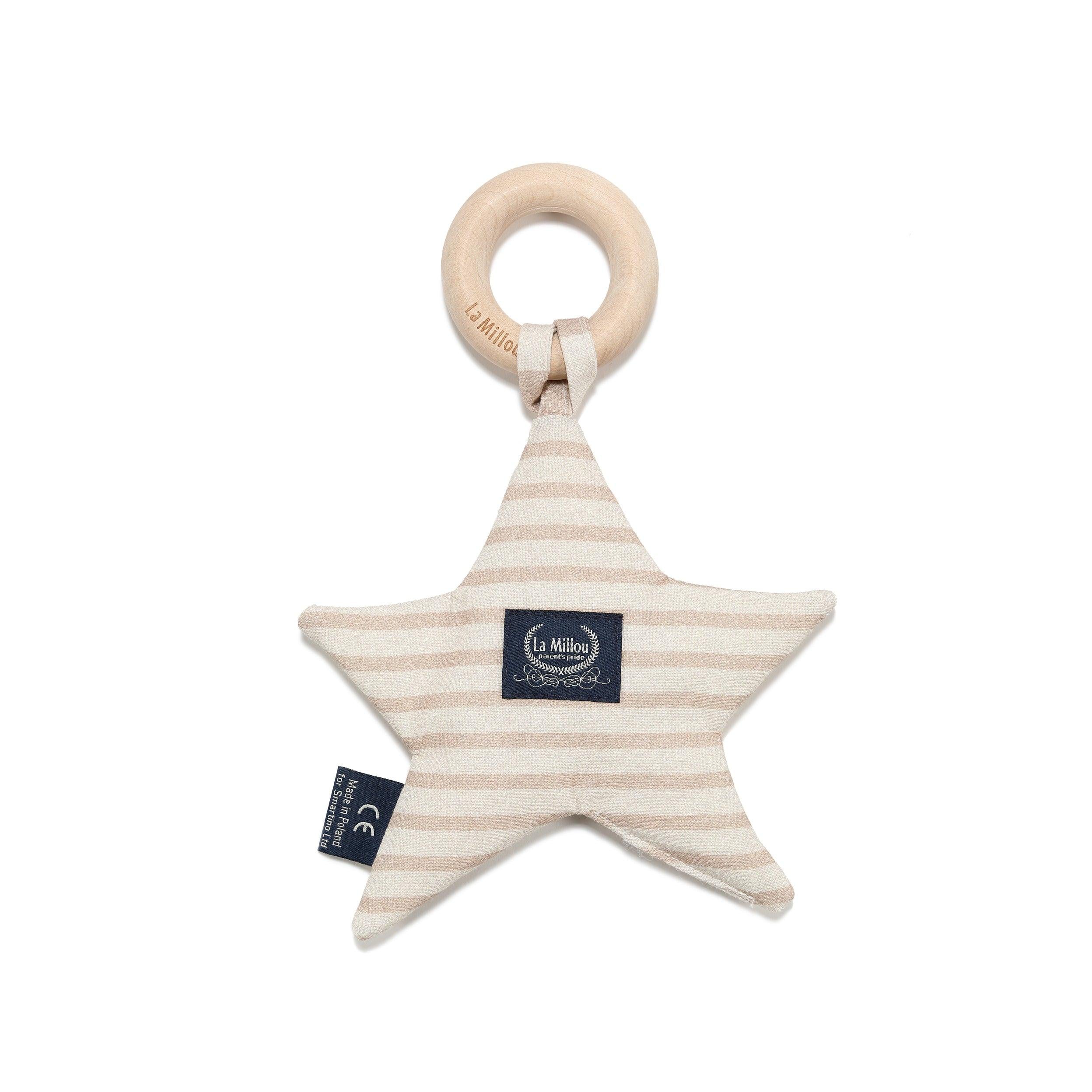 Anneau de Dentition Star Coton - Rayures Beige