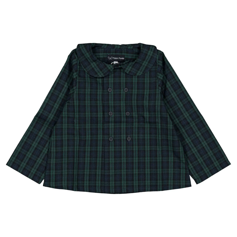 Blouse Convention-Tartan Bleu