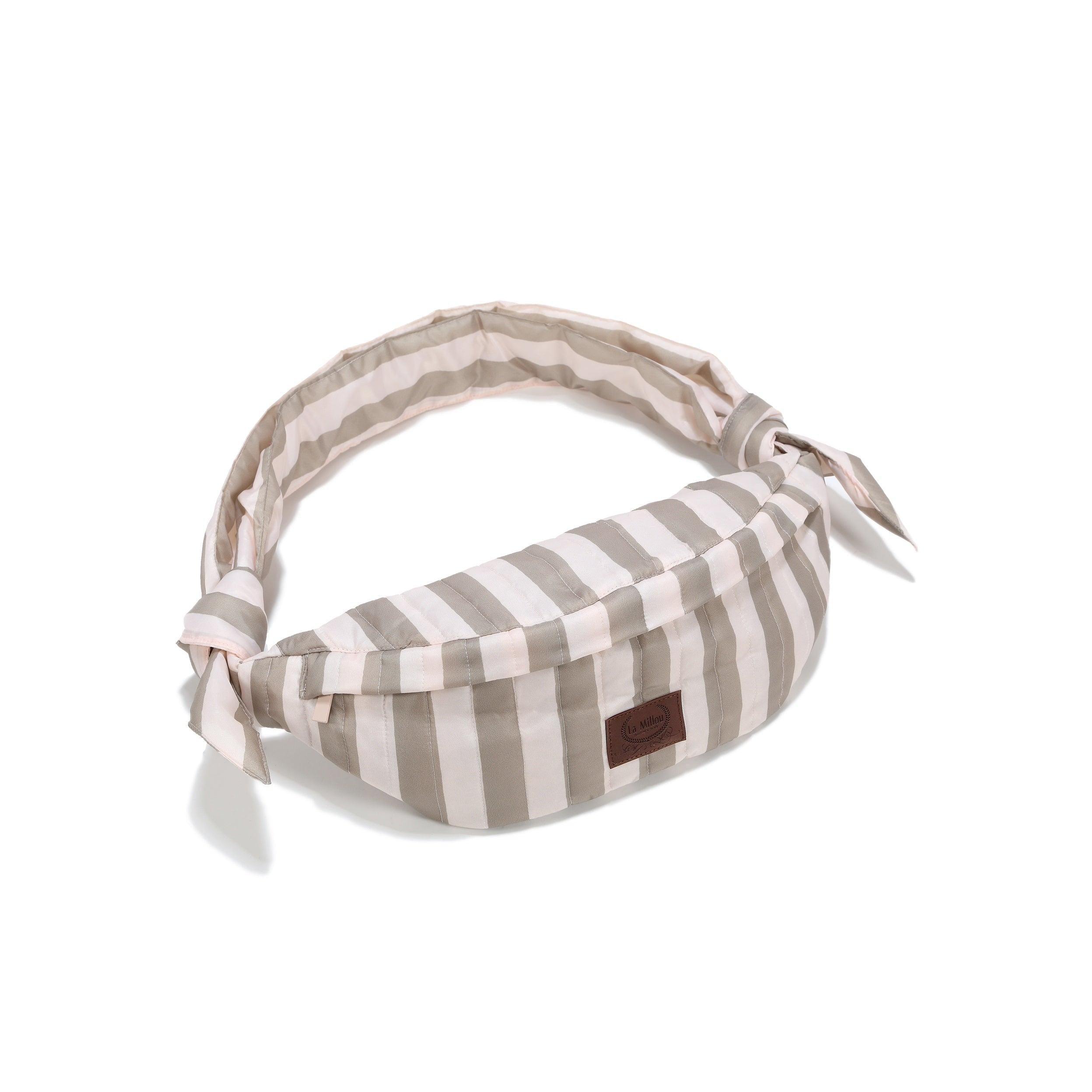 Sac Banane Nylon - Rayures Beige