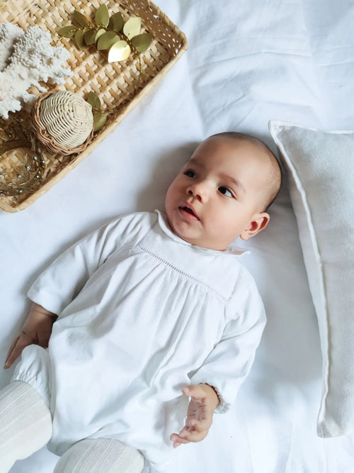Barboteuse Jourdain - Cérémonie Velours Blanc