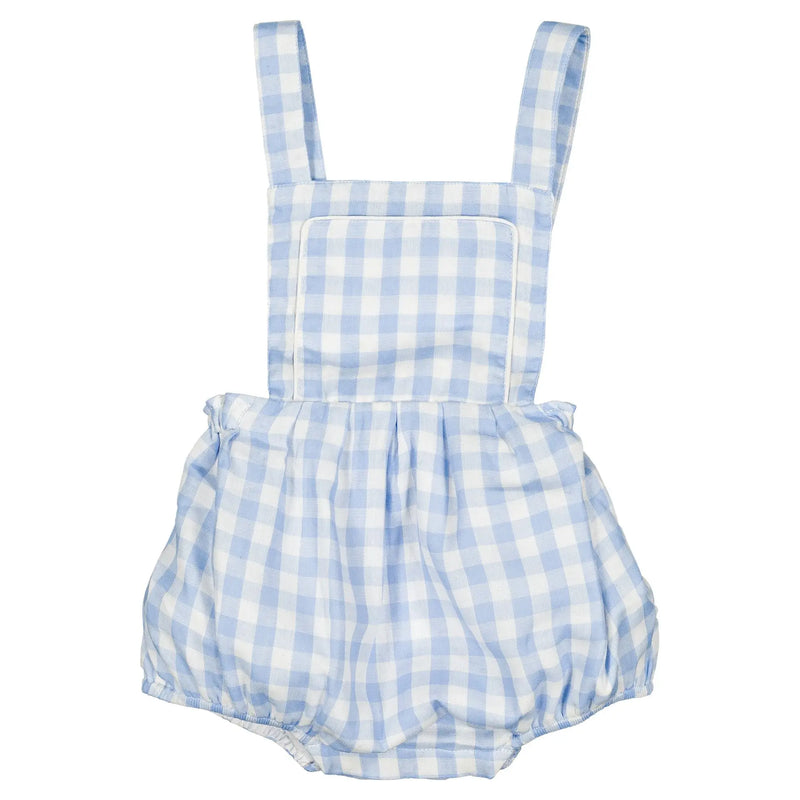 Barboteuse Marais - Double Gaze Vichy Bleu