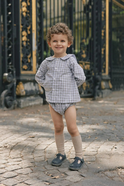 Blouse Monceau - Vichy Bleu Camel