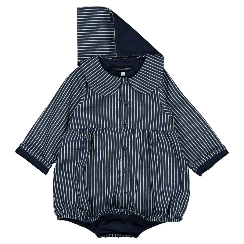 Bac Romper - Navy Striped