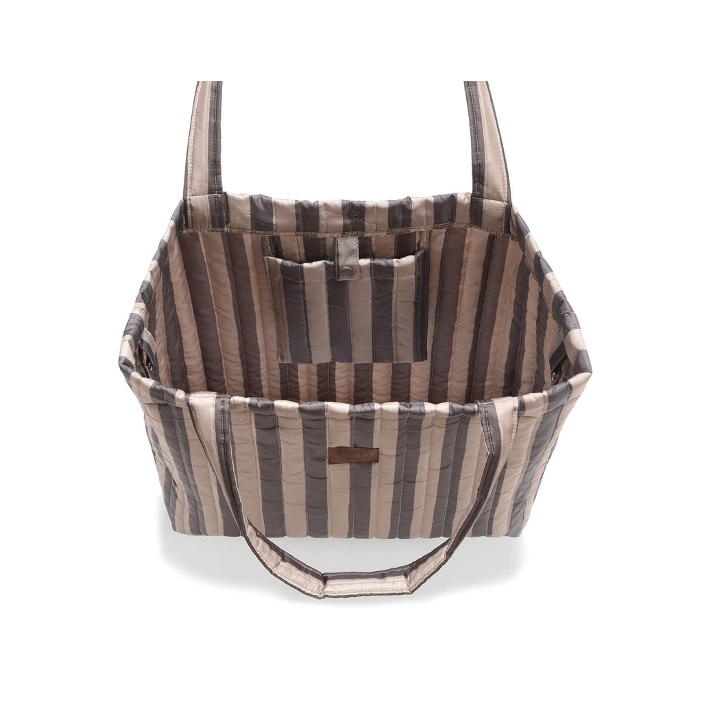 Sac Shopper en Nylon - Rayures Marron