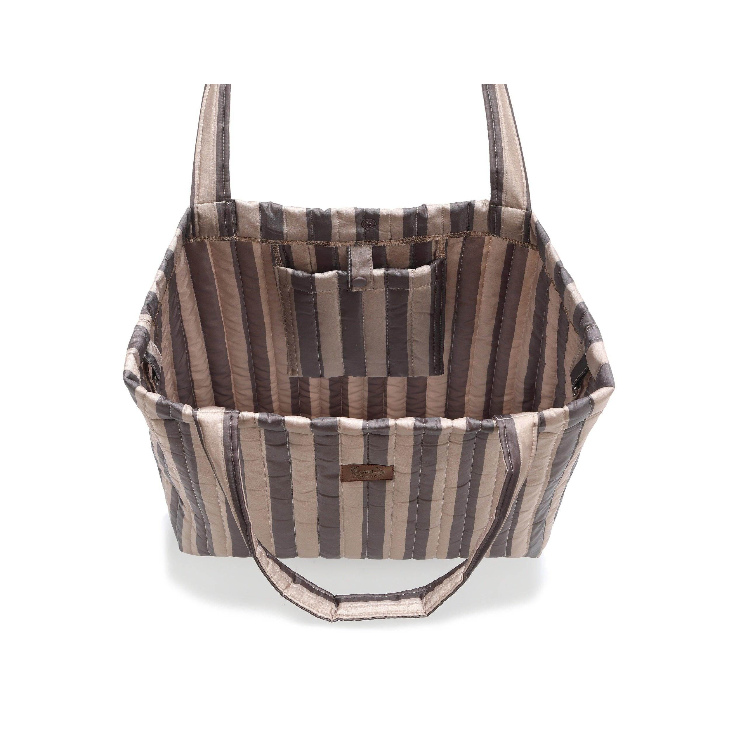 Sac Shopper en Nylon - Rayures Marron