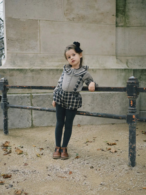 Bloomer À Bretelles Ternes - Tartan - Gris