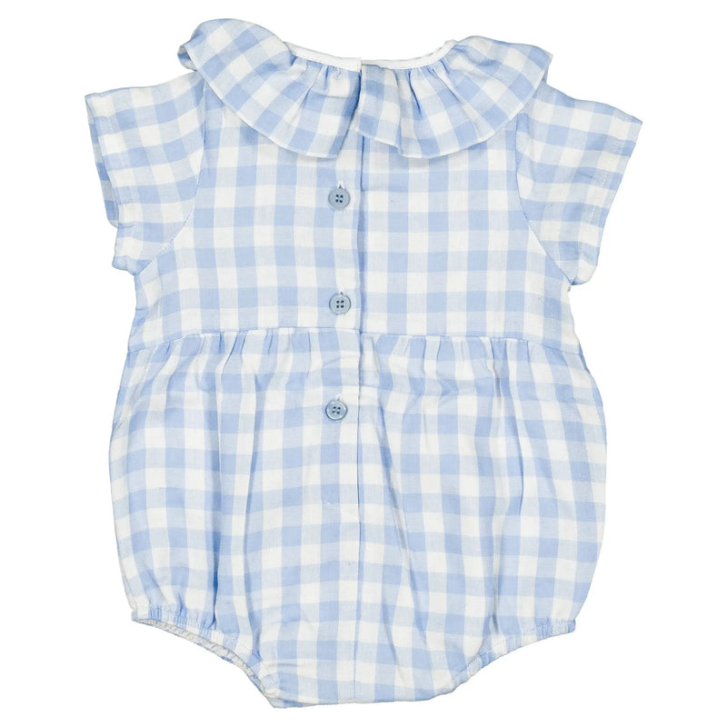 Barboteuse Dupleix - Double Gaze Vichy Bleu