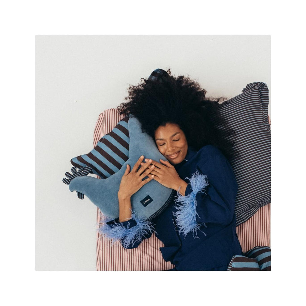 Coussin Poule de Grand-mère Dany Cotto Coton - Rayures Bleu