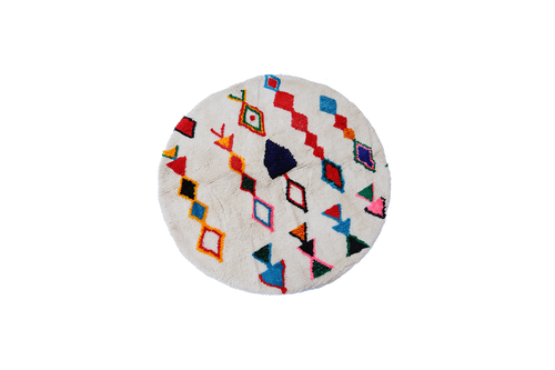 Tapis Berbère Rond Coloré - 150cm De Diamètre