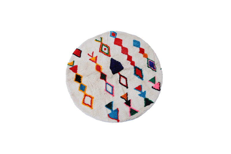 Tapis Berbère Rond Coloré - 150cm De Diamètre