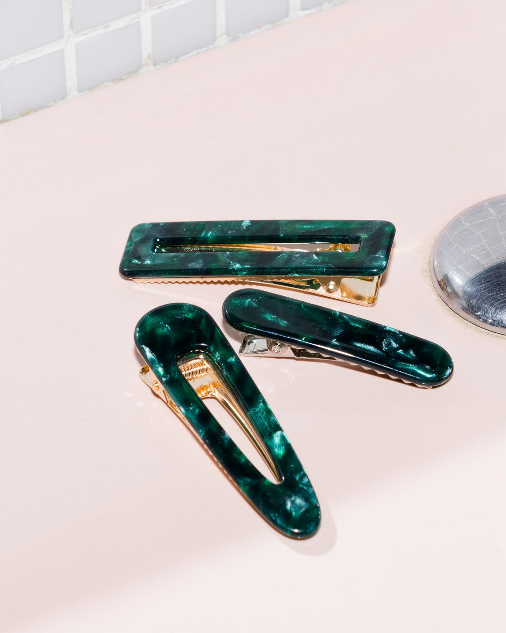 Rectangle Barrettes - Green