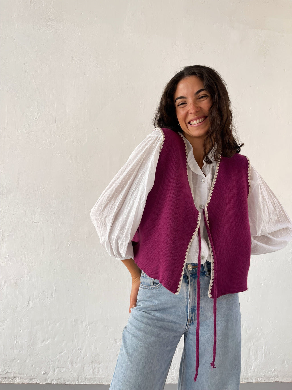 Gilet Maille Fuchsia