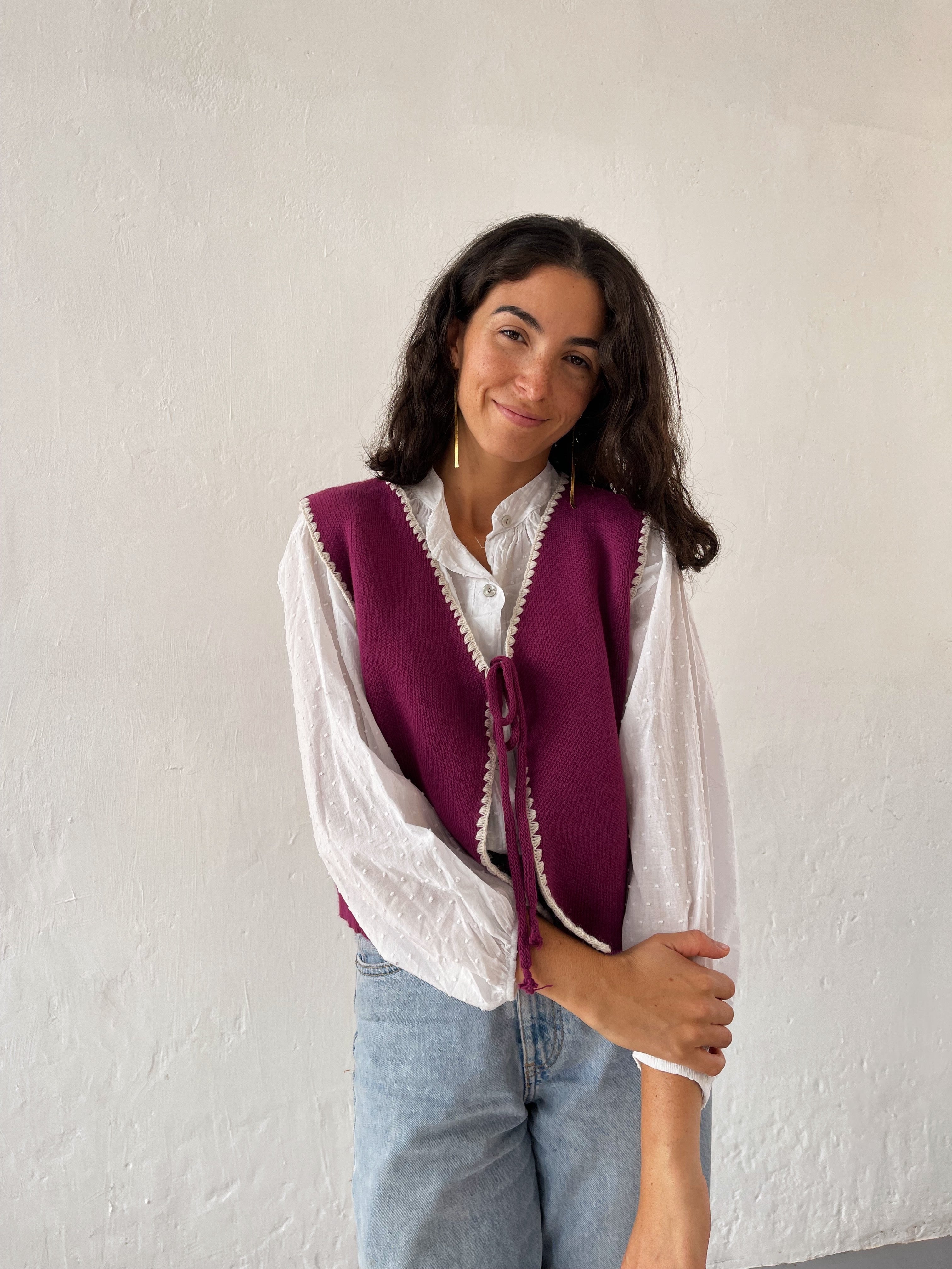 Gilet Maille Fuchsia