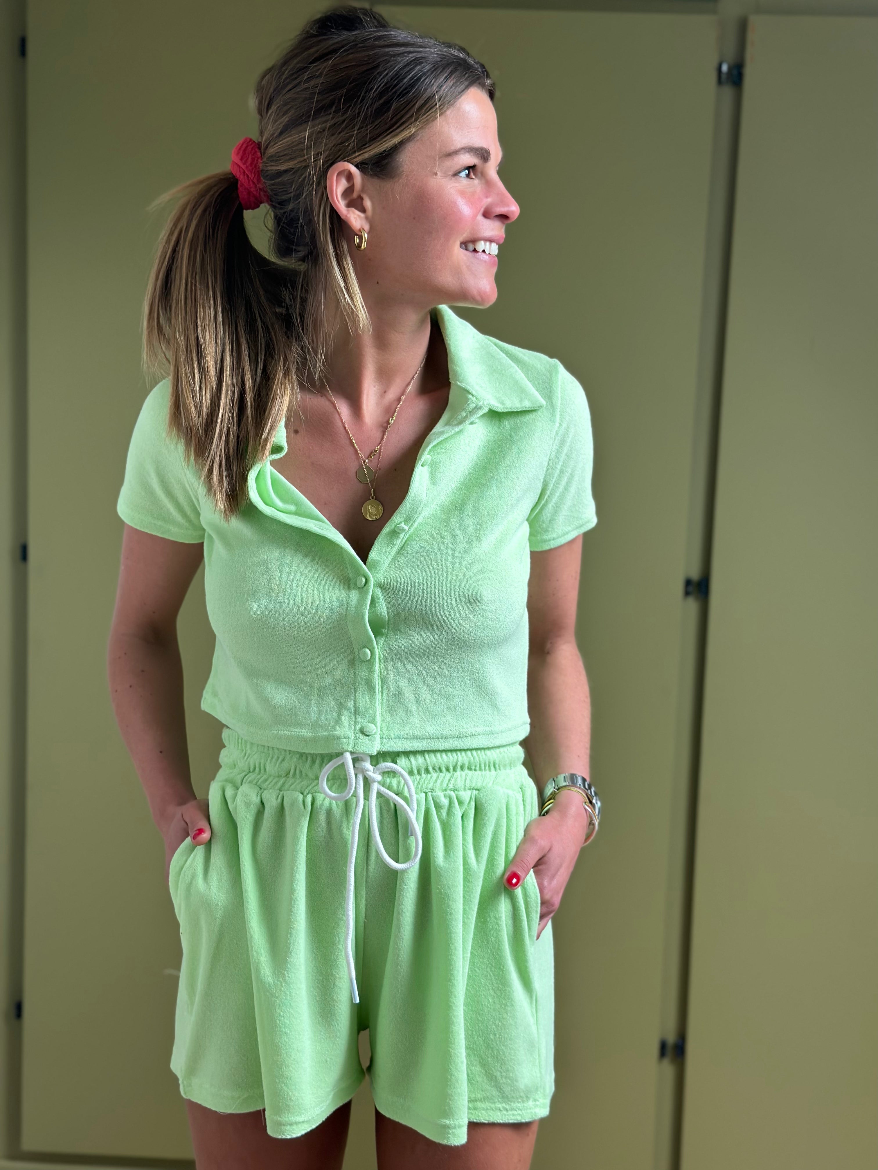 Green Terry Teddy Top
