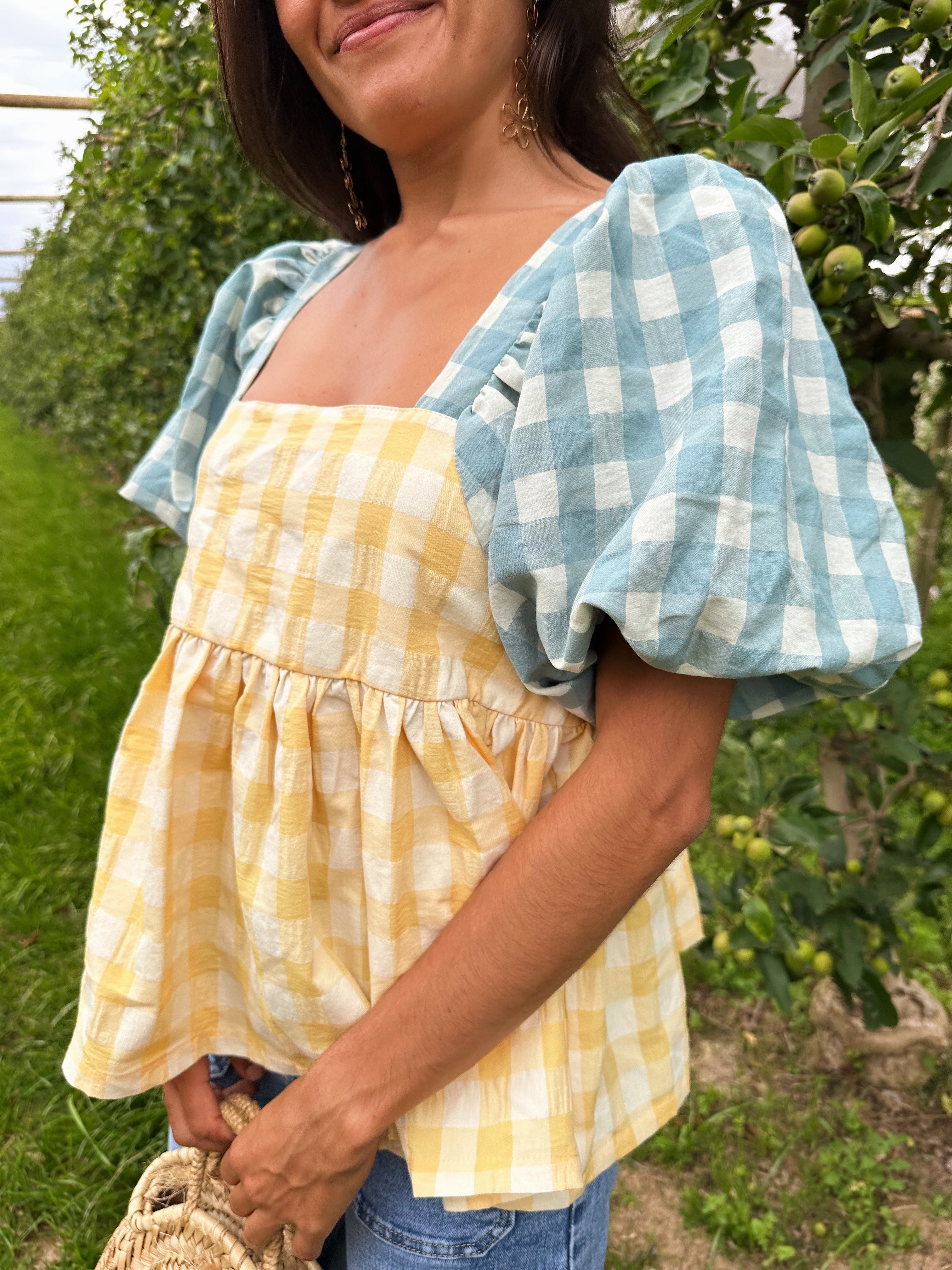 Blue And Yellow Maca Blouse