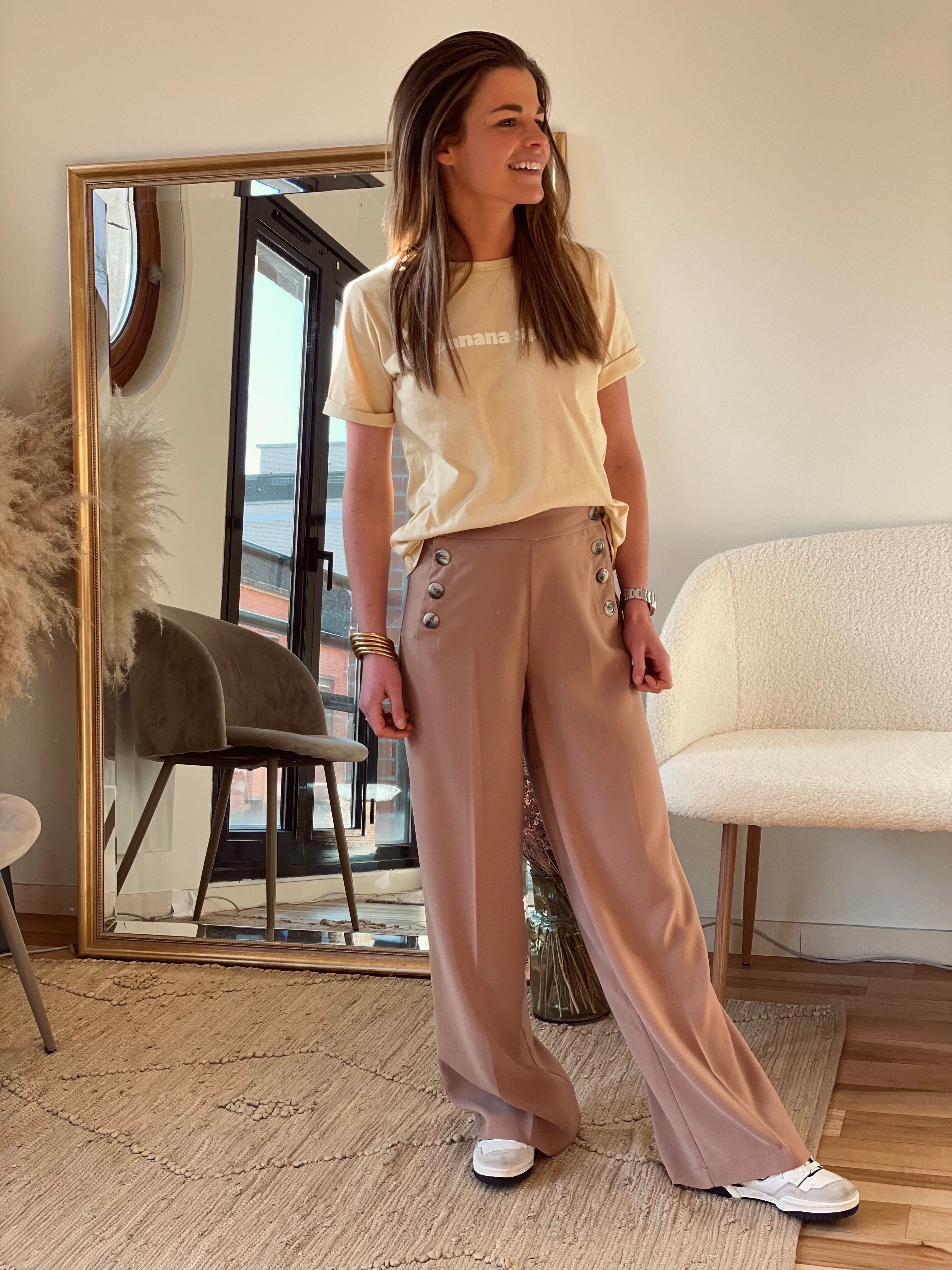 Isaure Trousers Buttons Beige