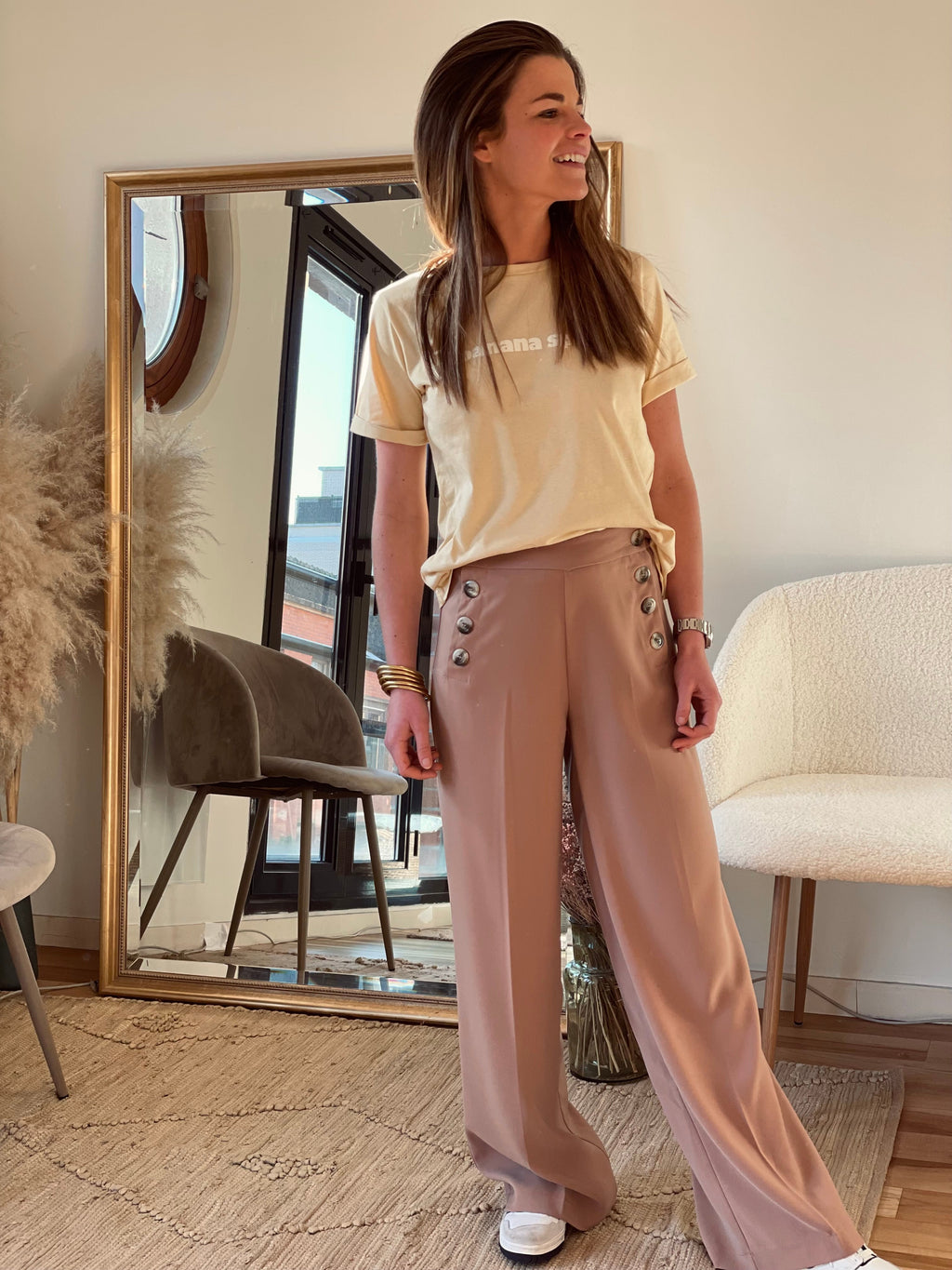 Isaure Trousers Buttons Beige