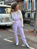 Purple Stripe Georgette Overalls