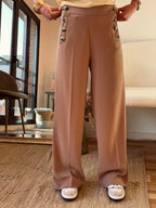 Isaure Trousers Buttons Beige