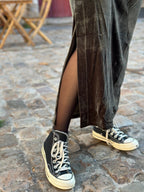 Agathe Khaki Velvet Skirt