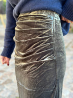 Agathe Khaki Velvet Skirt