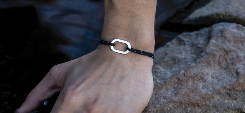 Bracelet Varech - Bleu Marine Moucheté Blanc