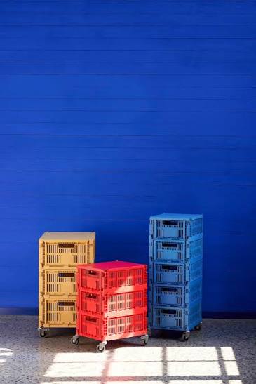 HAY - Jeu De 4 Roues Pour Caisse Colour - Large - Gris