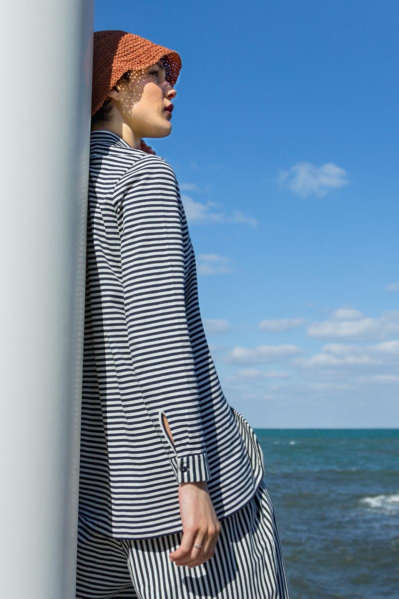 Camisa - Odette - Azul Marino A Rayas