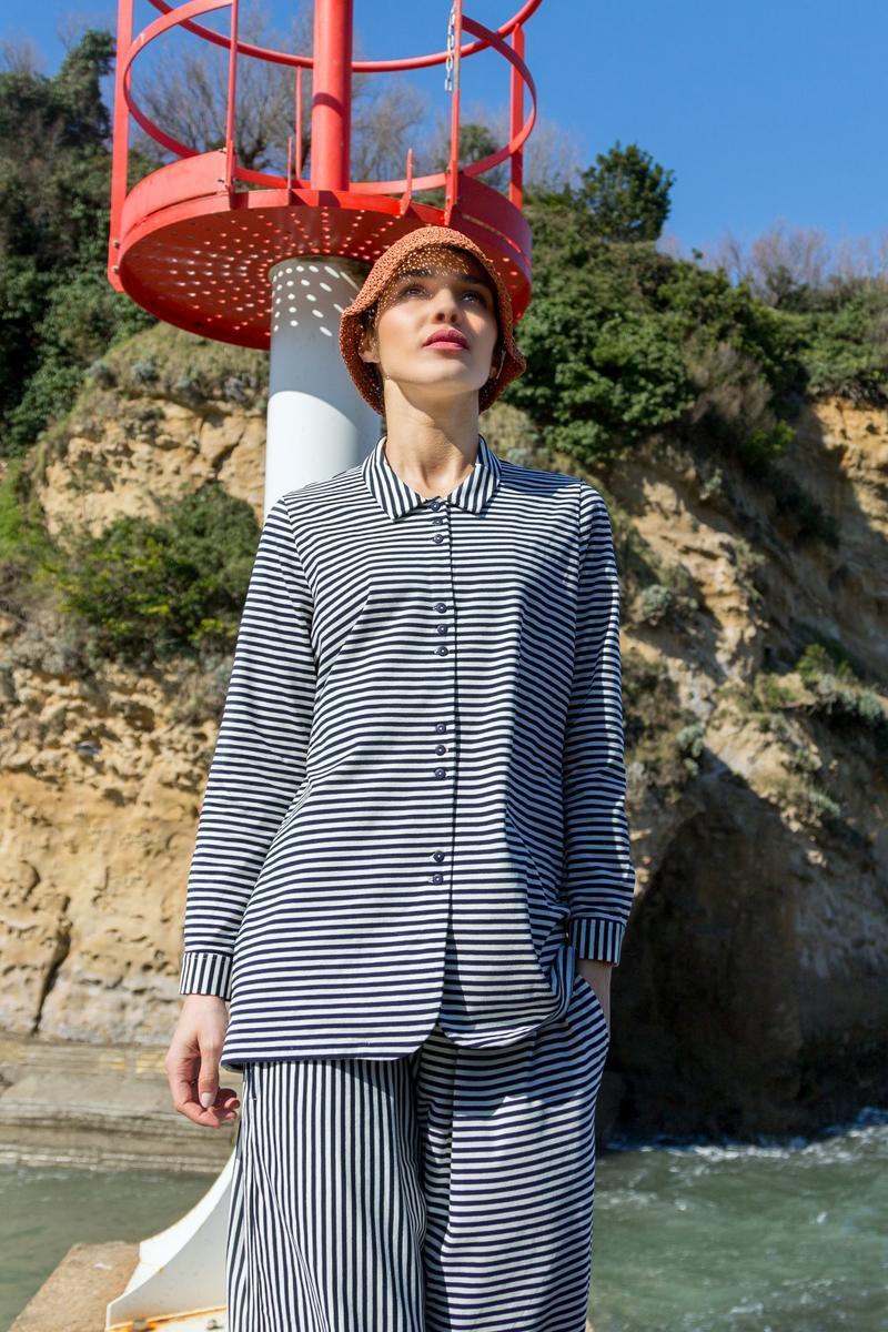 Camisa - Odette - Azul Marino A Rayas