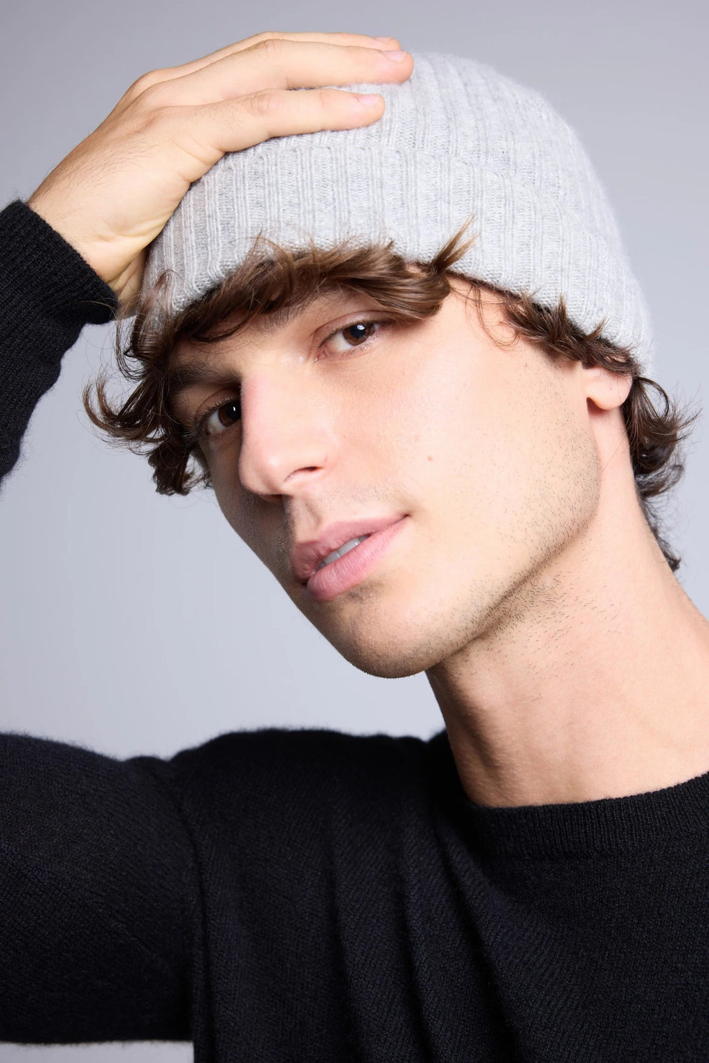 Berretto Unisex Hat - Grigio Chiaro - Misto - 100% Cashmere