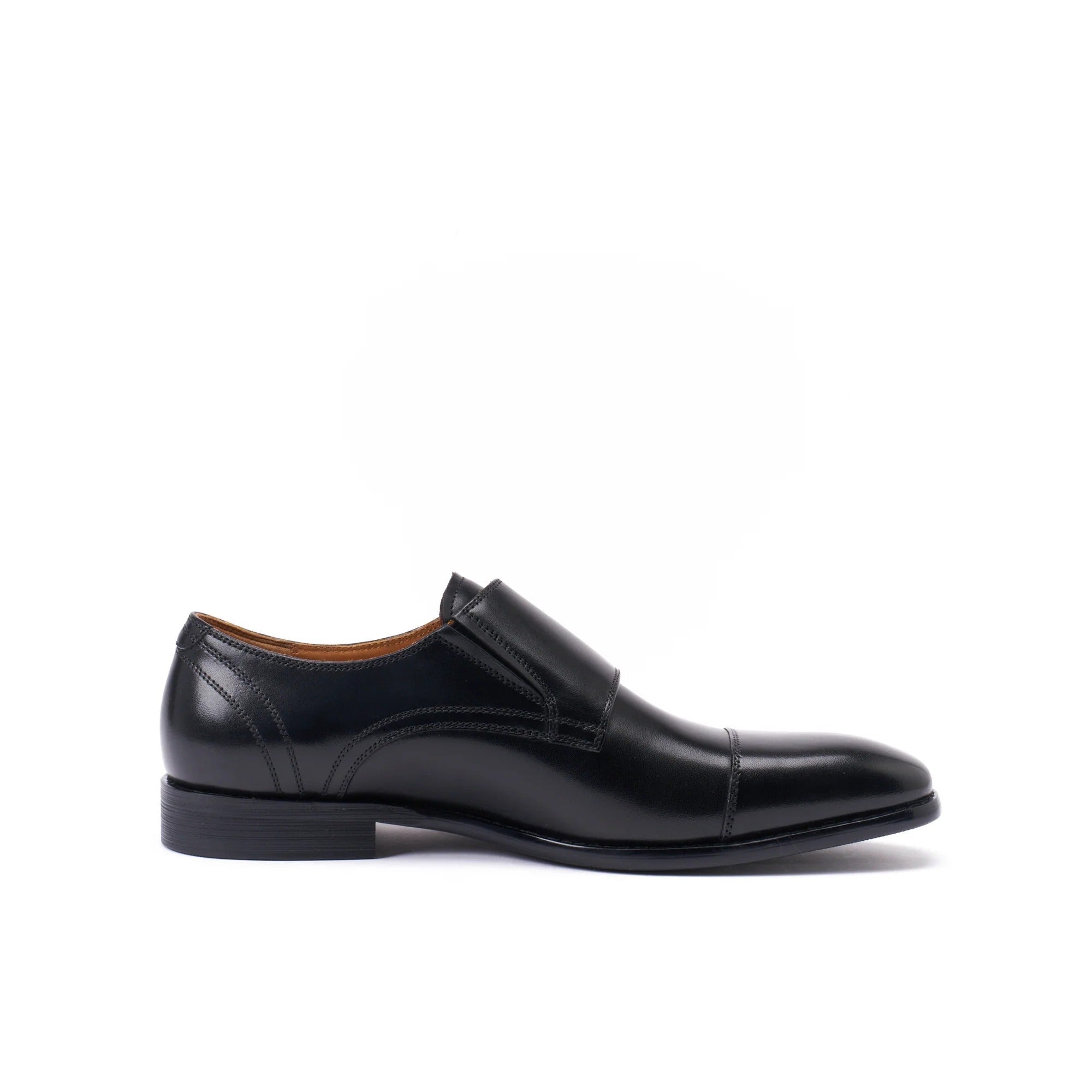 Double Monk Strap With Straight Toe Cap - Black - Men