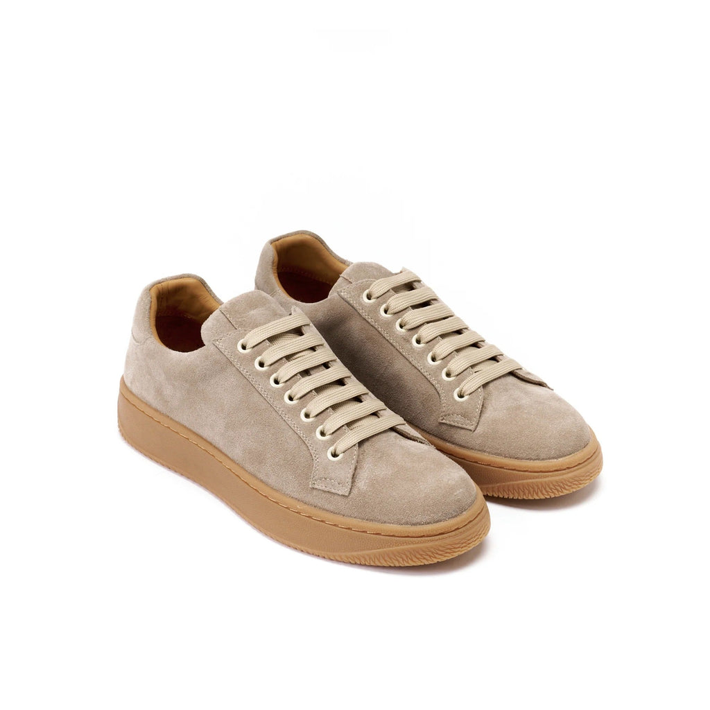 Lace-Up Trainers - Taupe - Women