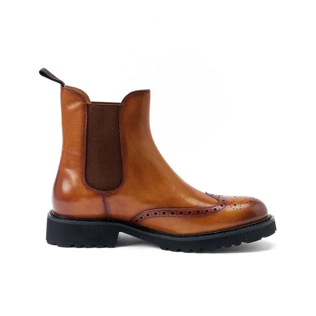 Light Brown Chelsea Ankle Boots with Golf Toe - Women