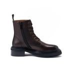 Lace-Up Derby Ankle Boots - Dark Brown - Women