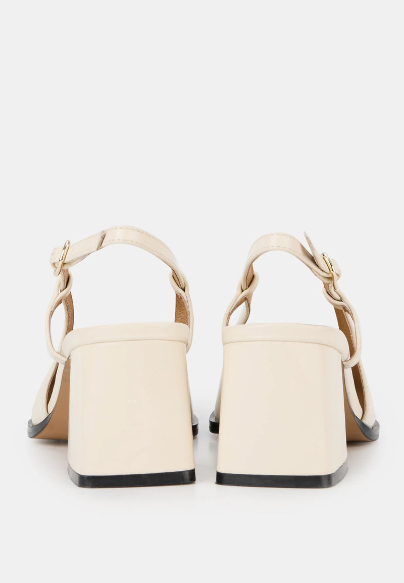 Slingbacks - Cuir Beige/Noir - Denise