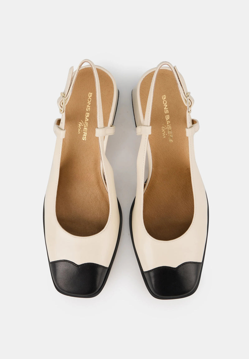 Slingbacks - Cuir Beige/Noir - Denise
