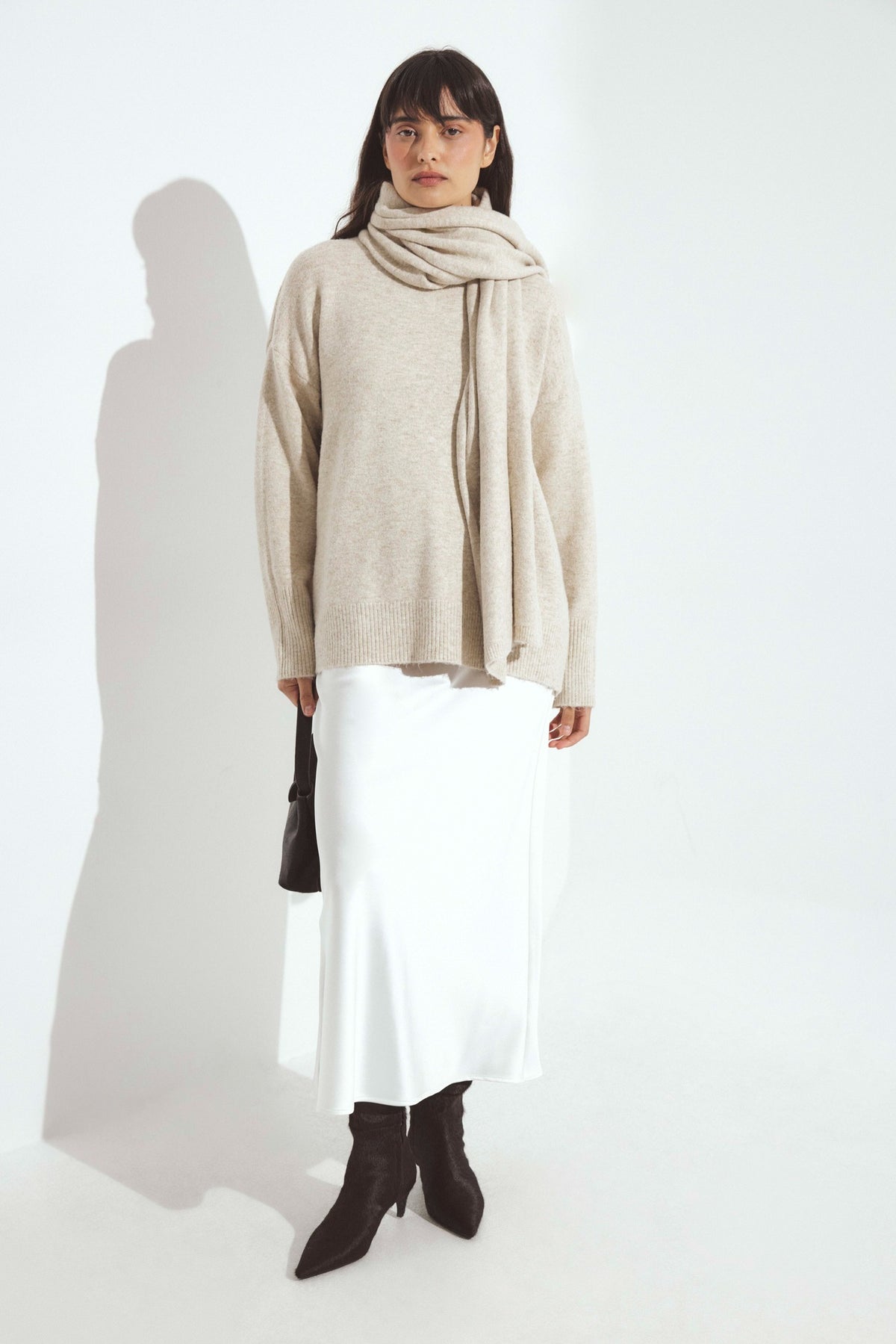Jupe Satin Midi - Blanc