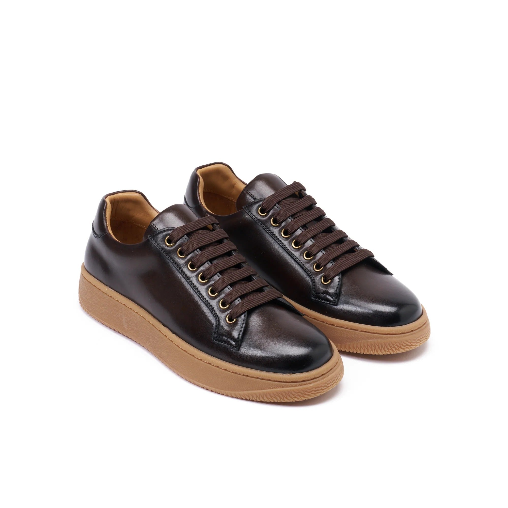 Lace-Up Trainers - Dark Brown - Women