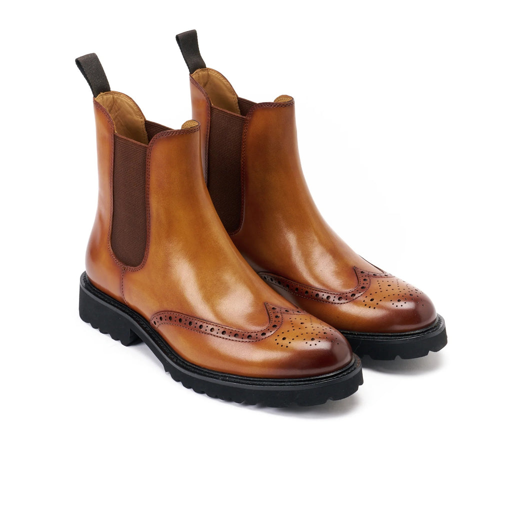 Light Brown Chelsea Ankle Boots with Golf Toe - Women