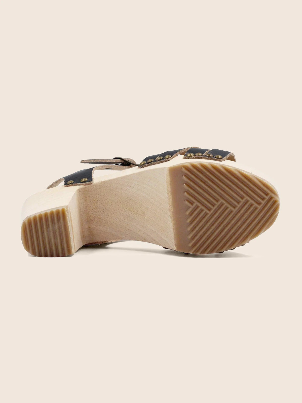 Sandales Talon Bois Cuir Noir - Femme